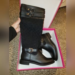 "Shoe Dazzle" Women's Black Cheyanne Mixed Material boots (New) size 7